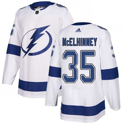 Adidas Tampa Bay Lightning #35 Curtis McElhinney White Road Authentic Youth Stitched NHL Jersey->youth nhl jersey->Youth Jersey